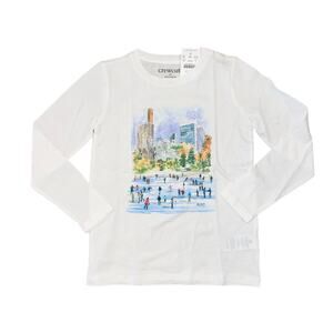 NWT J. Crew Girls' White W/Christmas in NYC Ice Skating Graphic Tee
